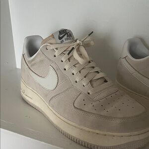 Nike Air Force 1 Beige and White Sneakers